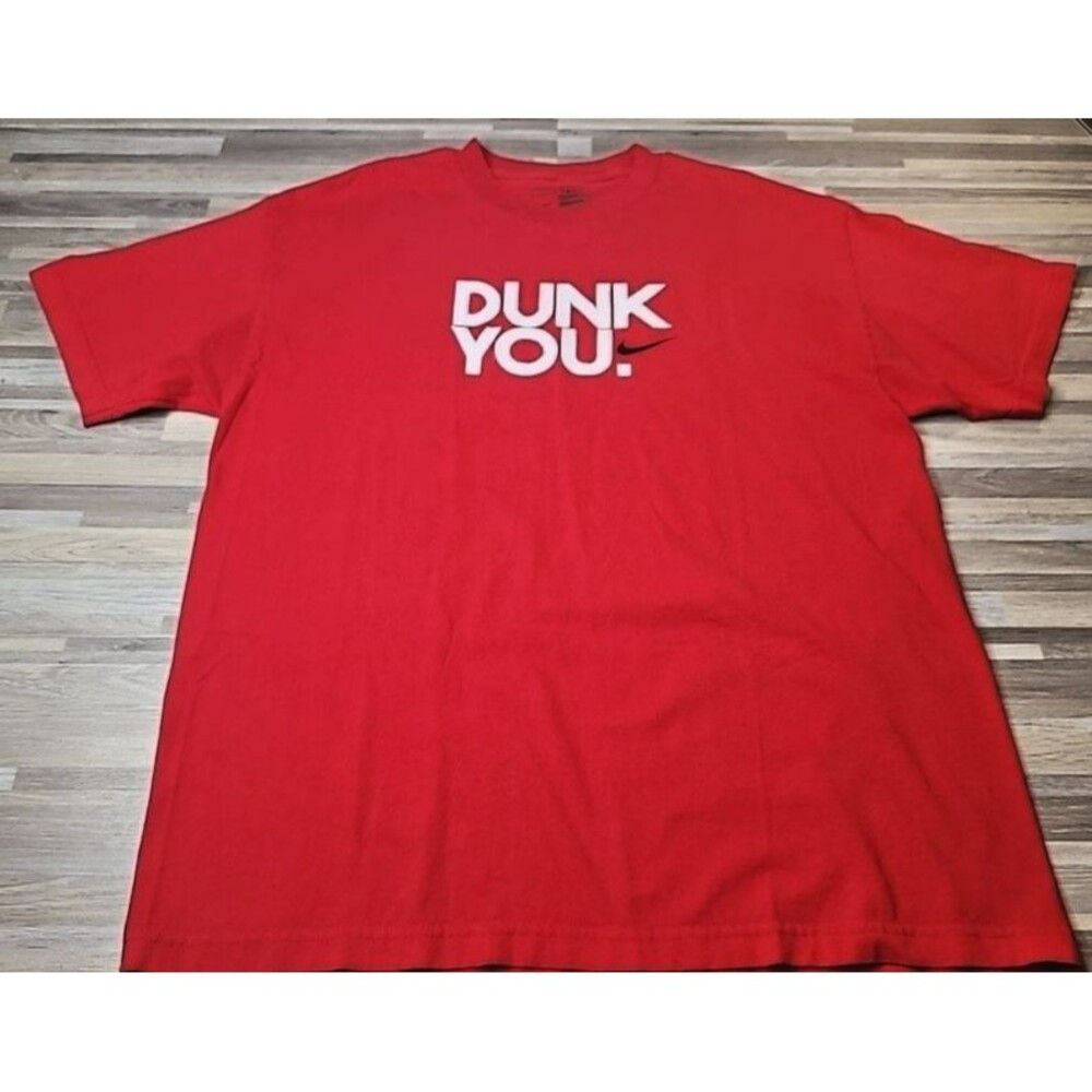 Nike Men's Size XL Red Swoosh Dunk You‎ Short Sleeve Crew Neck 100% Cotton
